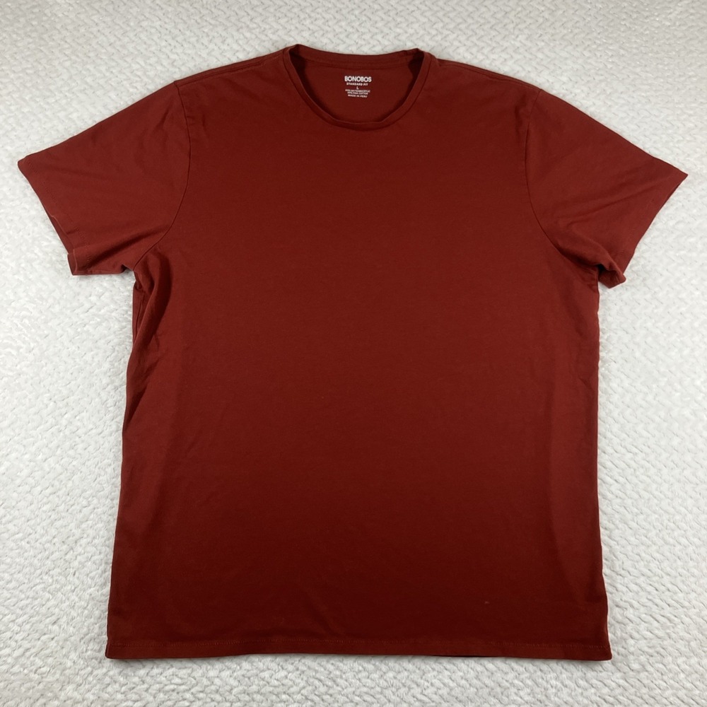 Bonobos Shirt Mens Large Red Standard Fit Crew Neck Casual Pima Cotton Tee